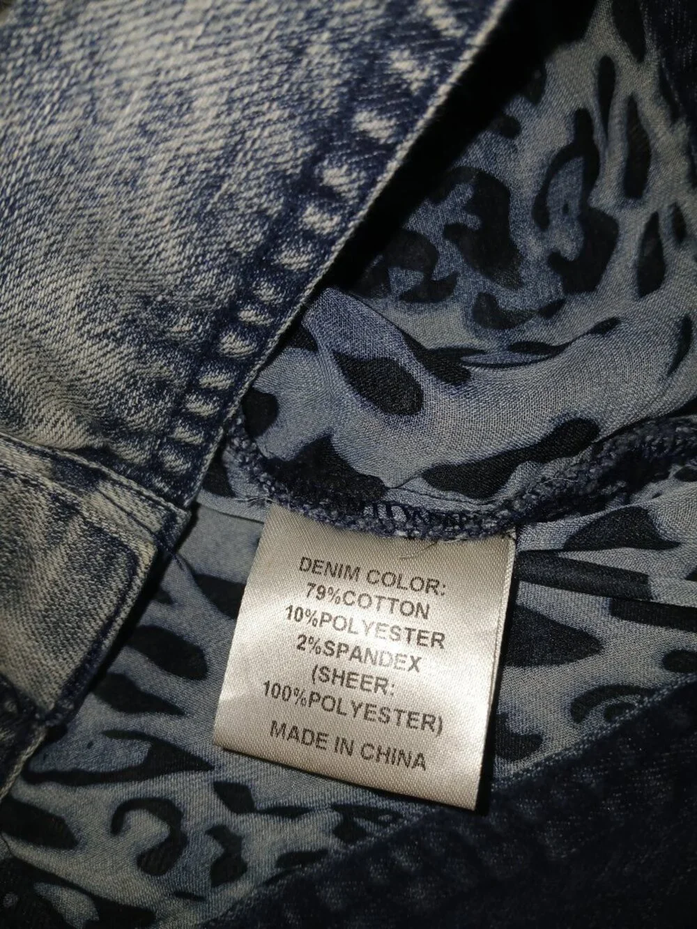 A.Z.I New York Leopard Print Distressed Denim Vest • Rare Mixed‑Media Statement - Picture 6 of 6